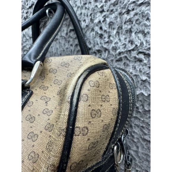 Vintage 80's Gucci GG Monogram Canvas Mini Boston Top Handle Satchel Bag Brown - Picture 8 of 14